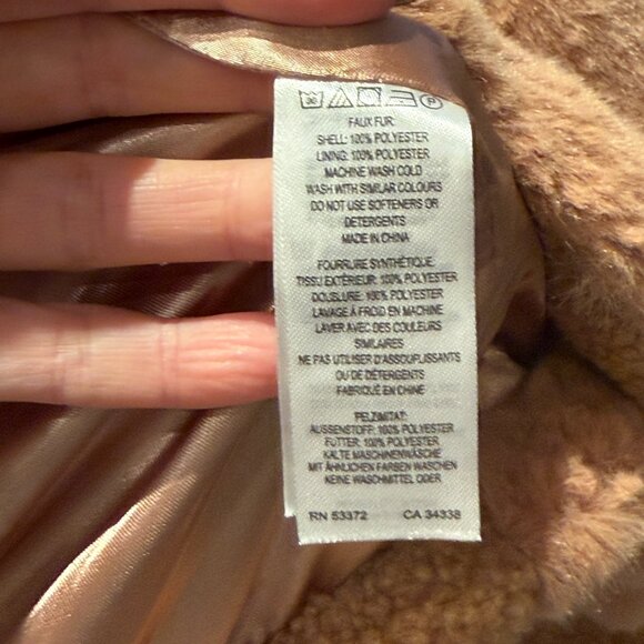 French Connection Faux Fur/Shearling Camel Coat Size XS - Picture 5 of 8